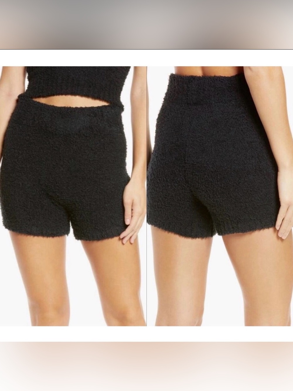skims black fuzzy soft comfy casual shorts